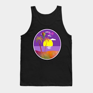 Tropical Island Getaway Silhouette Steampunk Art Tank Top